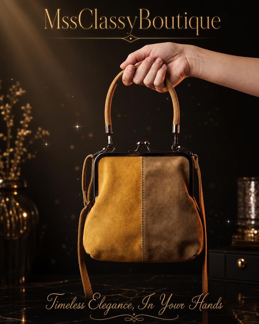 Two-Tone Suede Kiss-Lock Handbag — Portrait 4:5 — Feed Ad