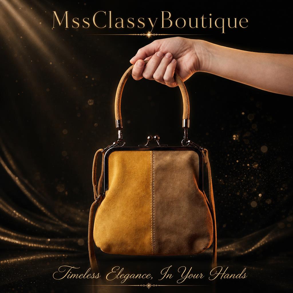 Two-Tone Suede Kiss-Lock Handbag — Square 1:1 — Feed Post