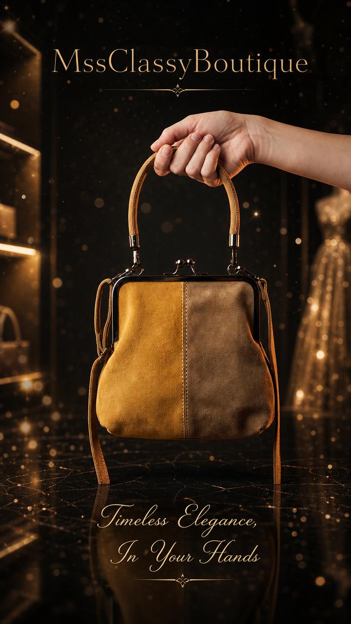 Two-Tone Suede Kiss-Lock Handbag — Vertical 9:16 — Reels · TikTok · Shorts